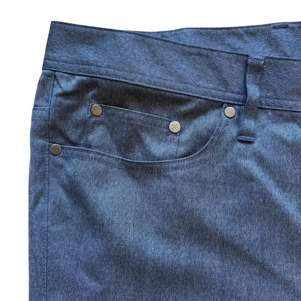 J. Hilburn Pants Mens 40x30 Blue Denim Look Straight Leg 5-Pocket Stretch Wool